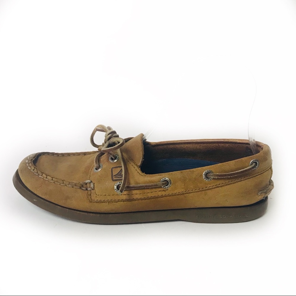 Sperry Top-Sider Leather Authentic Original AO Boat Shoes Saraha Tan Women’s 7M